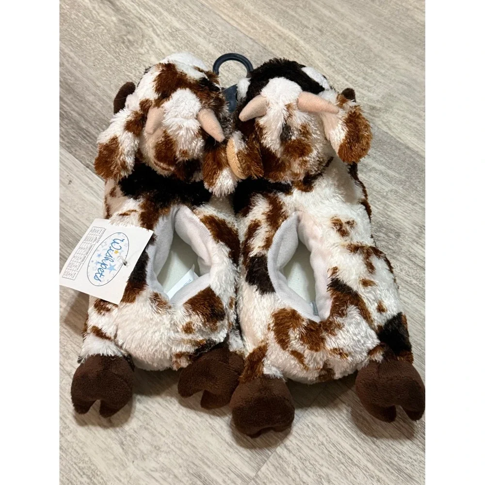 Wishpets Cow Slippers Toddler Kids Size Small Plush‎ Animal Boots
